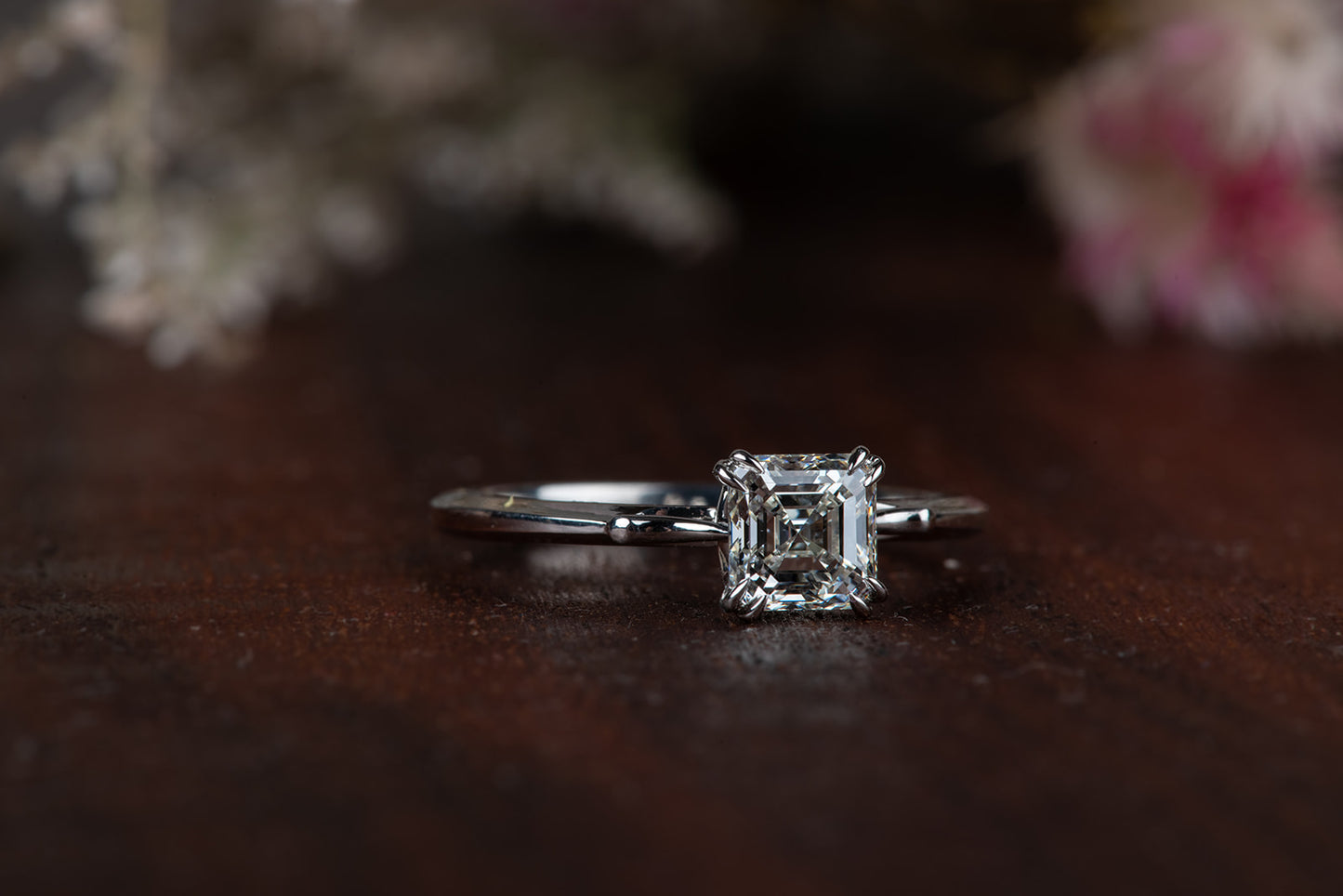 single stone diamond and platinum ring