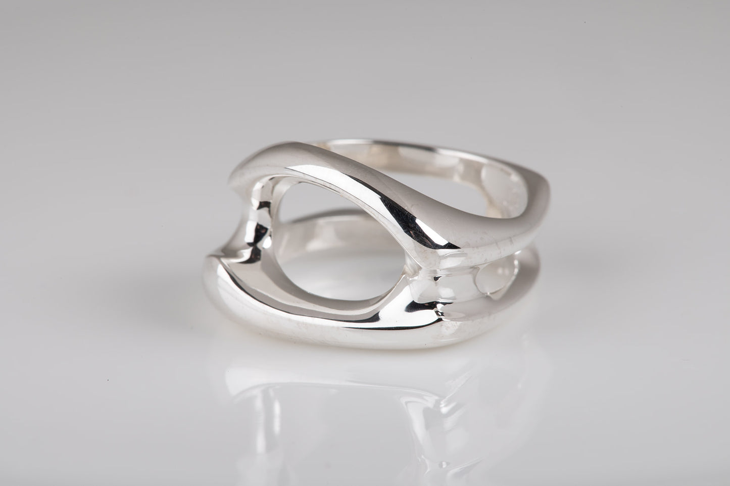 modernist abstract sterling silver rings à la Henry Moore