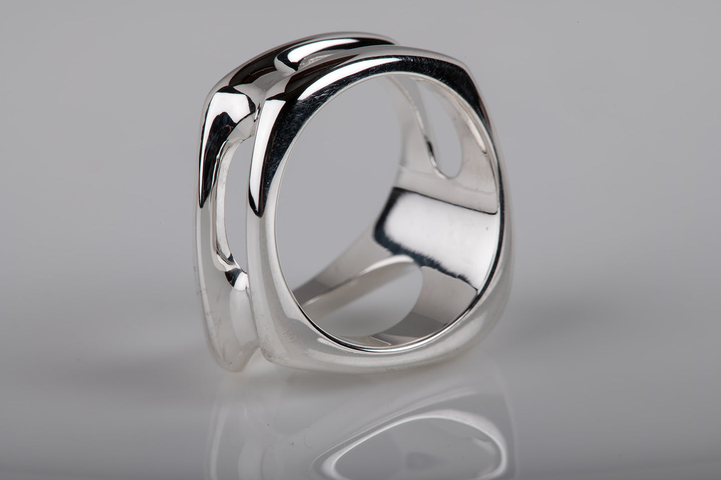 modernist abstract sterling silver rings à la Henry Moore